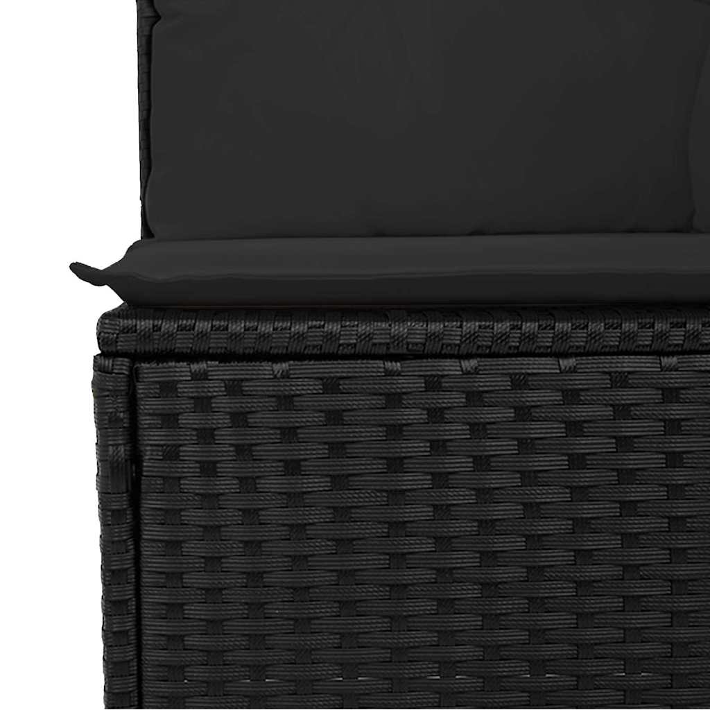 Garten-Sofa-Set mit Speicher 7 pcs Schwarz Poly Rattan